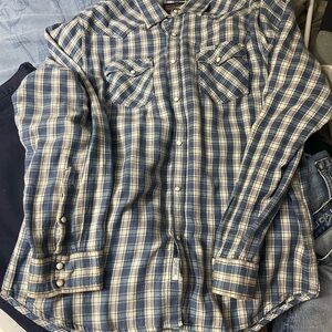 Men's Blue & Cream Plaid Button-Down Shirt by Third&Army